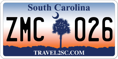 SC license plate ZMC026