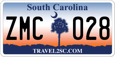 SC license plate ZMC028