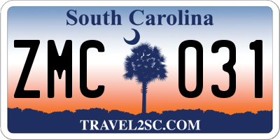 SC license plate ZMC031