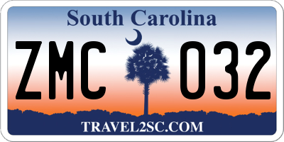 SC license plate ZMC032