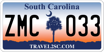 SC license plate ZMC033