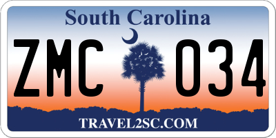 SC license plate ZMC034