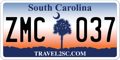 SC license plate ZMC037