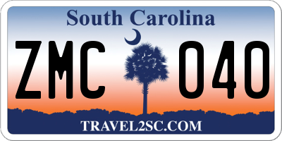 SC license plate ZMC040