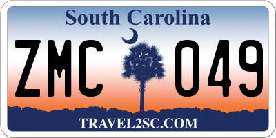SC license plate ZMC049