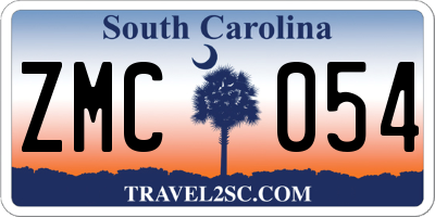 SC license plate ZMC054