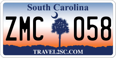 SC license plate ZMC058