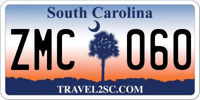 SC license plate ZMC060