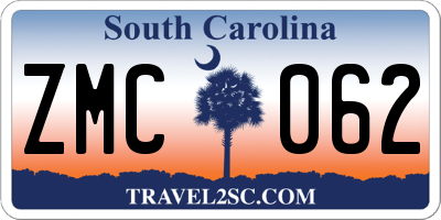 SC license plate ZMC062