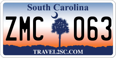 SC license plate ZMC063