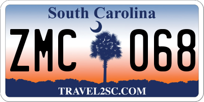 SC license plate ZMC068