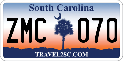 SC license plate ZMC070