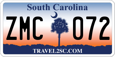 SC license plate ZMC072