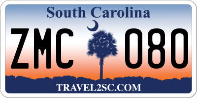 SC license plate ZMC080