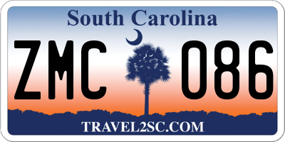 SC license plate ZMC086
