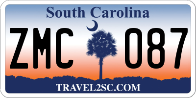 SC license plate ZMC087