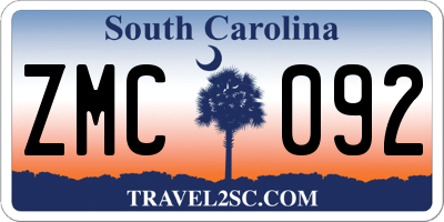 SC license plate ZMC092