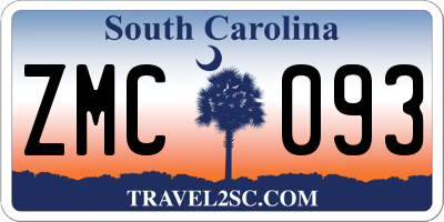SC license plate ZMC093