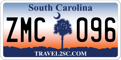 SC license plate ZMC096