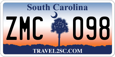 SC license plate ZMC098