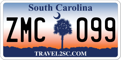 SC license plate ZMC099