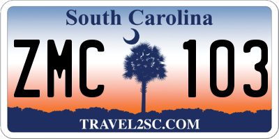 SC license plate ZMC103