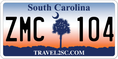 SC license plate ZMC104