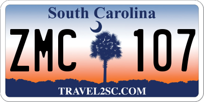SC license plate ZMC107