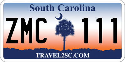 SC license plate ZMC111