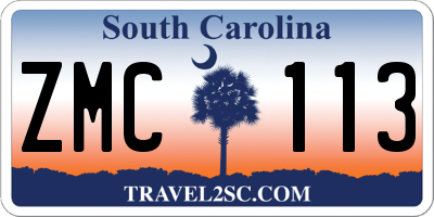 SC license plate ZMC113