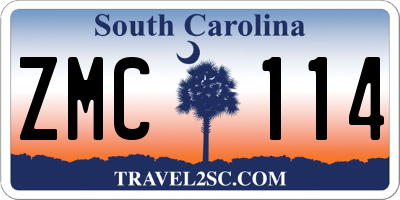 SC license plate ZMC114