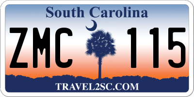 SC license plate ZMC115