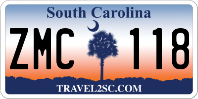 SC license plate ZMC118