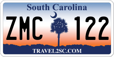SC license plate ZMC122