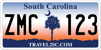 SC license plate ZMC123