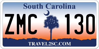 SC license plate ZMC130
