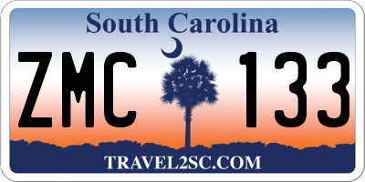 SC license plate ZMC133