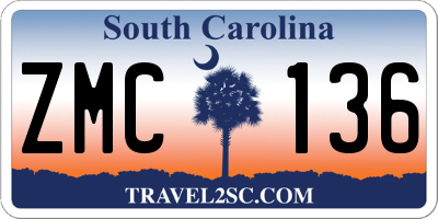 SC license plate ZMC136