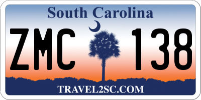 SC license plate ZMC138