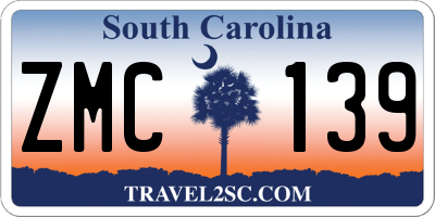 SC license plate ZMC139