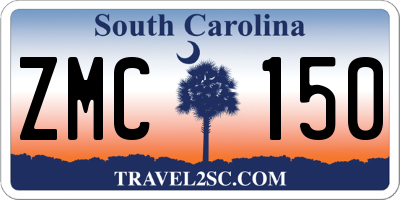 SC license plate ZMC150