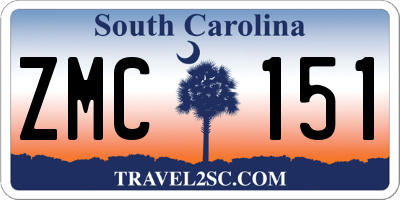 SC license plate ZMC151