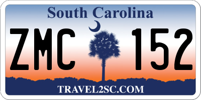 SC license plate ZMC152
