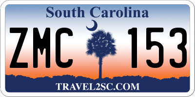 SC license plate ZMC153