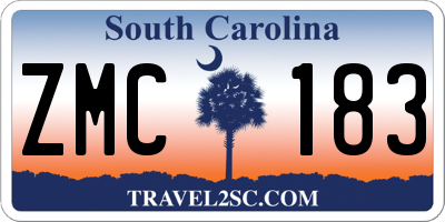 SC license plate ZMC183