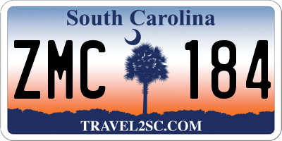 SC license plate ZMC184