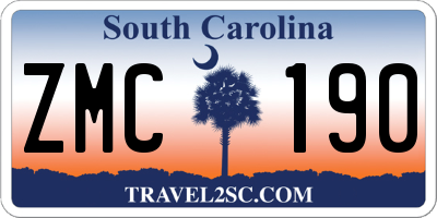 SC license plate ZMC190