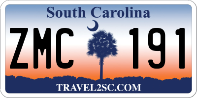 SC license plate ZMC191