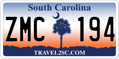 SC license plate ZMC194
