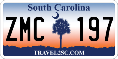 SC license plate ZMC197